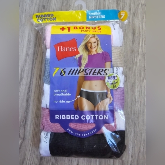 HANES tagless Hipsters panties size 7 - Picture 1 of 3